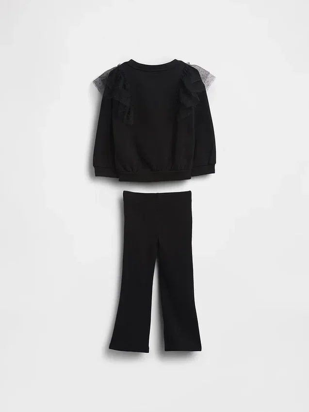Set aus Tüll-Sweatshirt und gerippten Leggings mit ausgestelltem Bein für Baby & Kleinkind