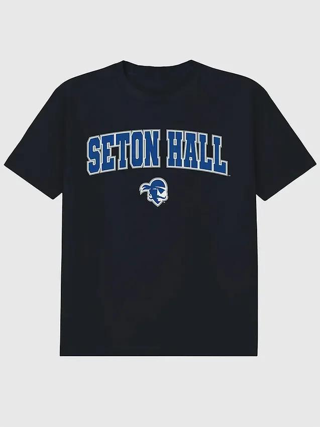 Seton Hall University Arch Logo – Schwarzes T-Shirt mit Grafik