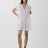 Shirtkleid aus Baumwollgaze mit tief sitzender Taille
