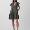 Shirtkleid aus Baumwollgaze mit tief sitzender Taille