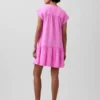 Shirtkleid aus Baumwollgaze mit tief sitzender Taille