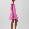 Shirtkleid aus Baumwollgaze mit tief sitzender Taille