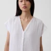Shirtkleid aus Baumwollgaze mit tief sitzender Taille