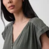 Shirtkleid aus Baumwollgaze mit tief sitzender Taille