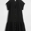 Shirtkleid aus Baumwollgaze mit tief sitzender Taille