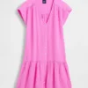Shirtkleid aus Baumwollgaze mit tief sitzender Taille