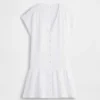Shirtkleid aus Baumwollgaze mit tief sitzender Taille