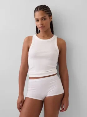 Shorty aus Bio-Stretch-Baumwolle mit hoher Leibhöhe