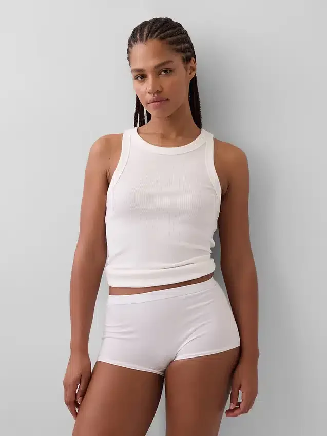 Shorty aus Bio-Stretch-Baumwolle mit hoher Leibhöhe