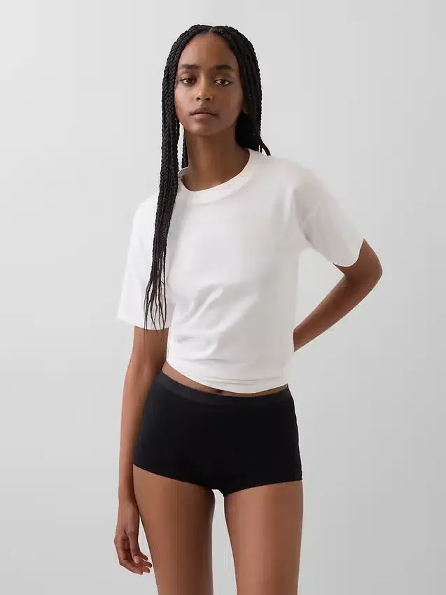 Shorty aus Bio-Stretch-Baumwolle mit hoher Leibhöhe