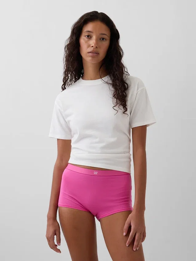 Shorty aus Bio-Stretch-Baumwolle mit hoher Leibhöhe