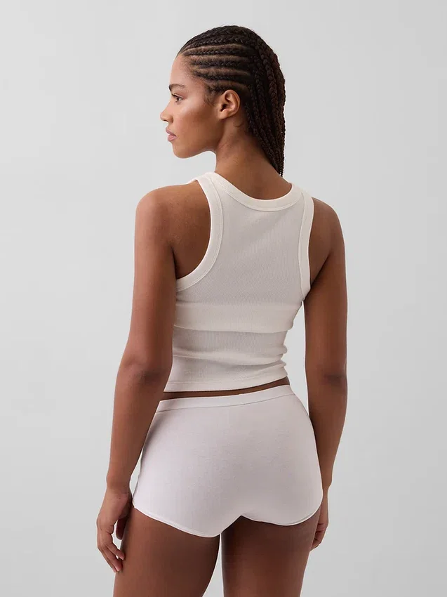 Shorty aus Bio-Stretch-Baumwolle mit hoher Leibhöhe