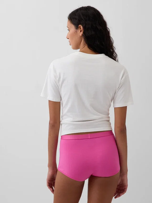 Shorty aus Bio-Stretch-Baumwolle mit hoher Leibhöhe