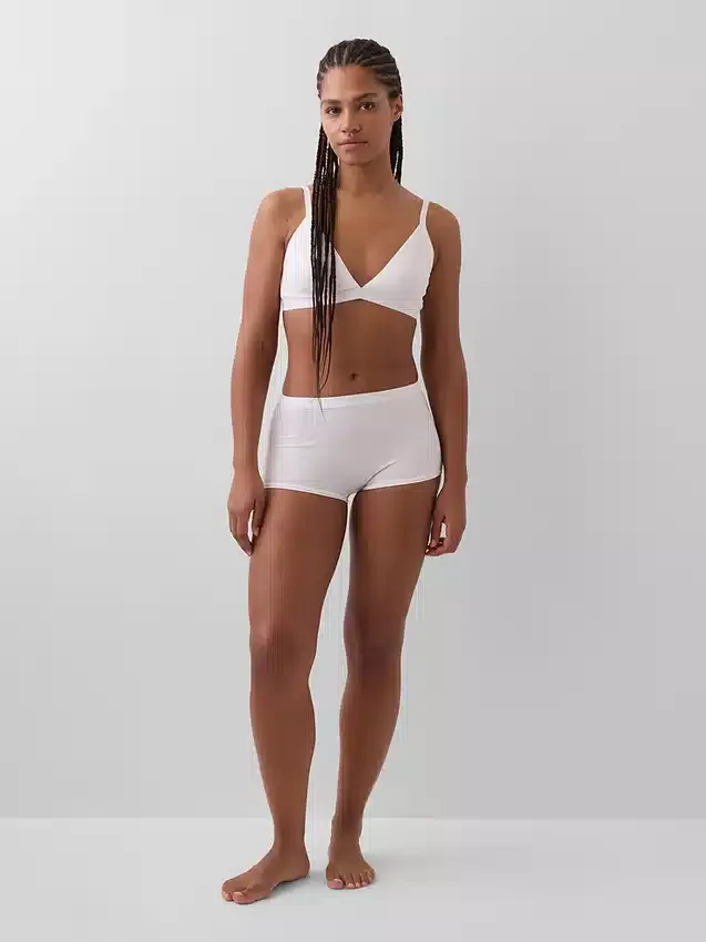 Shorty aus Bio-Stretch-Baumwolle mit hoher Leibhöhe