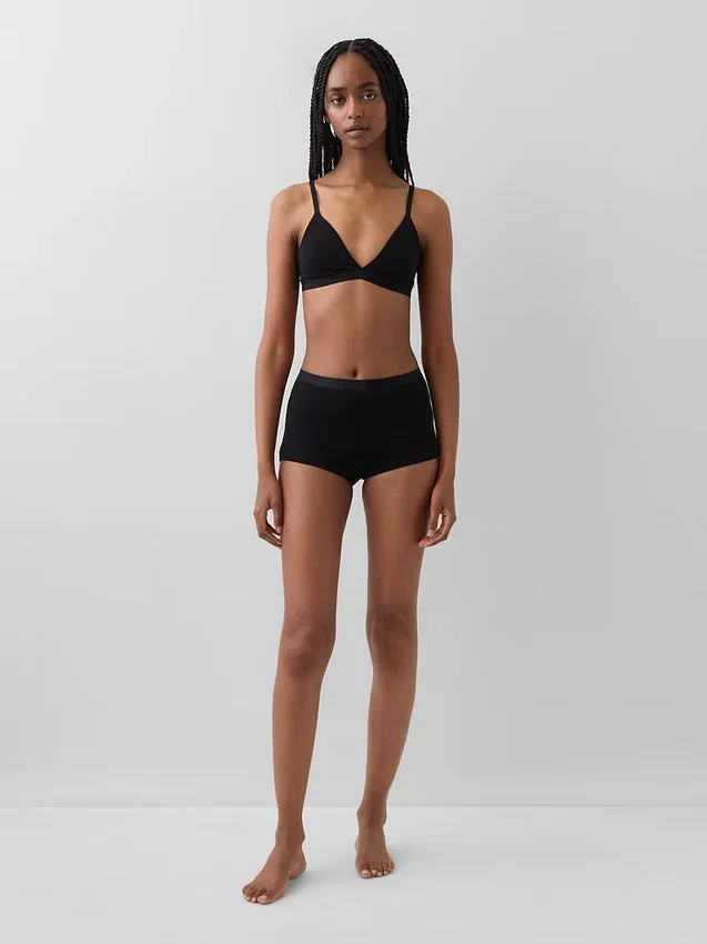 Shorty aus Bio-Stretch-Baumwolle mit hoher Leibhöhe