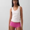 Shorty aus Bio-Stretch-Baumwolle mit Spitzenbesatz