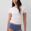 Shorty aus Bio-Stretch-Baumwolle mit Spitzenbesatz