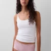 Shorty aus Bio-Stretch-Baumwolle mit Spitzenbesatz