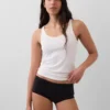 Shorty aus Bio-Stretch-Baumwolle mit Spitzenbesatz