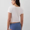 Shorty aus Bio-Stretch-Baumwolle mit Spitzenbesatz
