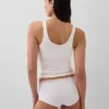 Shorty aus Bio-Stretch-Baumwolle mit Spitzenbesatz