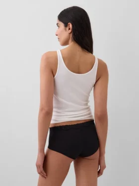 Shorty aus Bio-Stretch-Baumwolle mit Spitzenbesatz