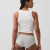 Shorty aus Bio-Stretch-Baumwolle mit Spitzenbesatz