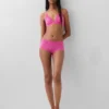 Shorty aus Bio-Stretch-Baumwolle mit Spitzenbesatz