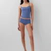 Shorty aus Bio-Stretch-Baumwolle mit Spitzenbesatz