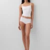 Shorty aus Bio-Stretch-Baumwolle mit Spitzenbesatz