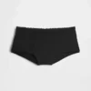 Shorty aus Bio-Stretch-Baumwolle mit Spitzenbesatz