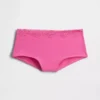 Shorty aus Bio-Stretch-Baumwolle mit Spitzenbesatz