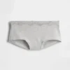 Shorty aus Bio-Stretch-Baumwolle mit Spitzenbesatz