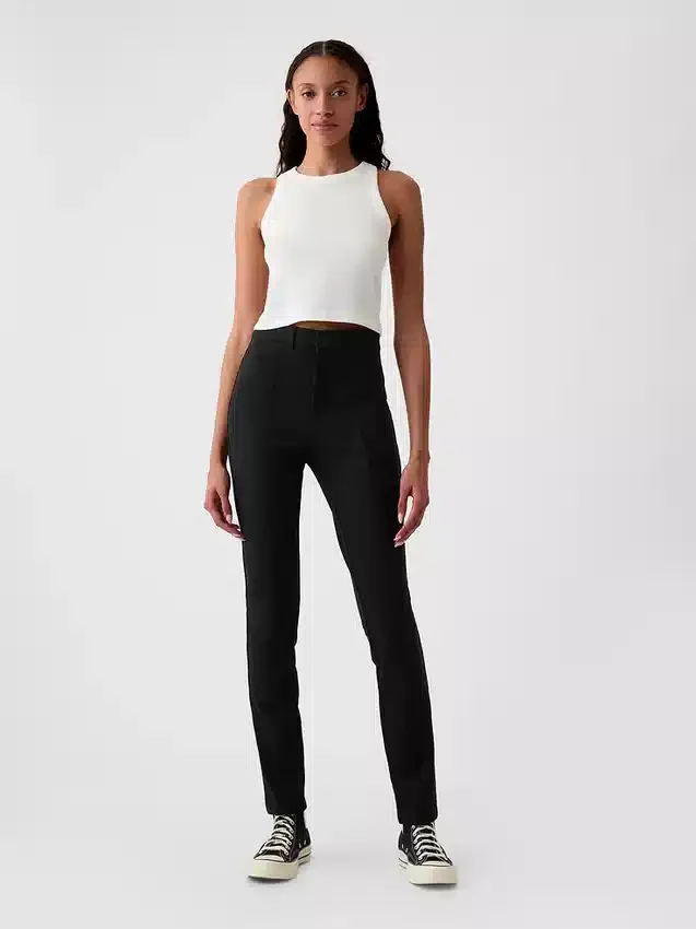 Skinny-Hose aus Doppelstrick mit hoher Leibhöhe