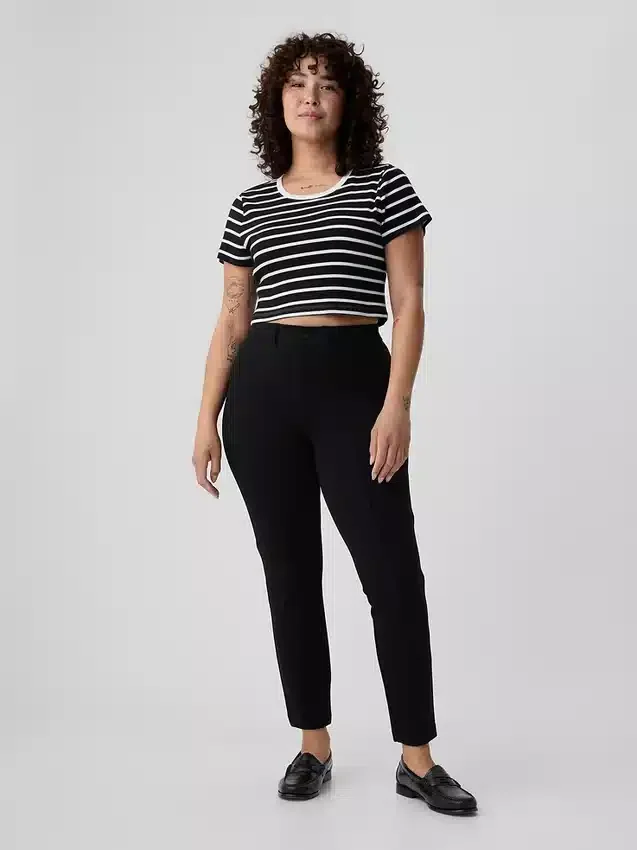 Skinny-Hose aus Doppelstrick mit hoher Leibhöhe