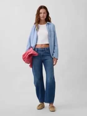 Slim-Barrel-Jeans mit mittlerer Leibhöhe