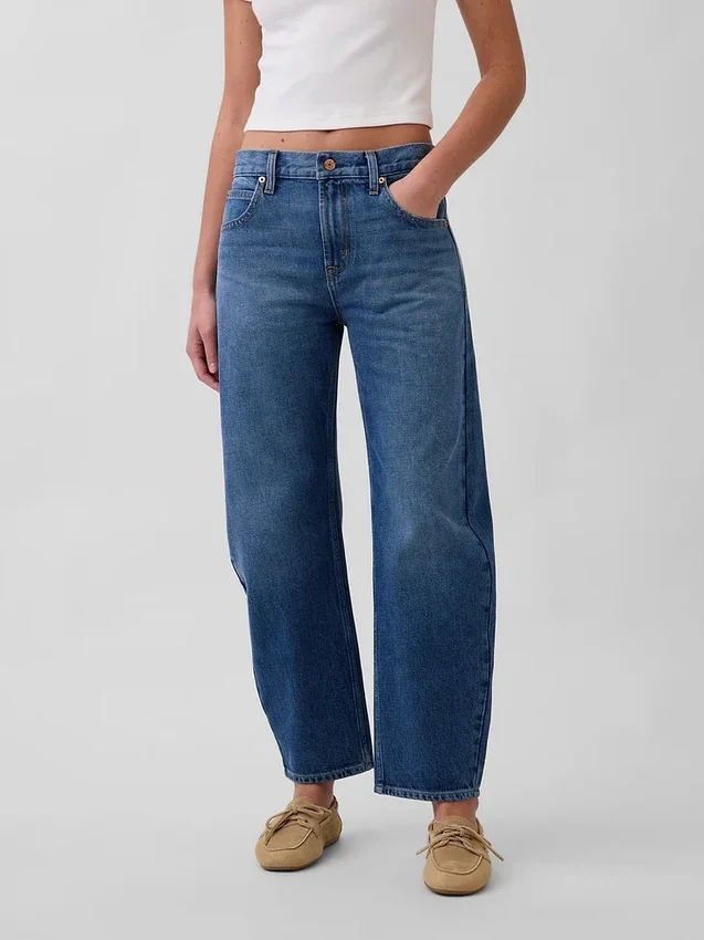 Slim-Barrel-Jeans mit mittlerer Leibhöhe