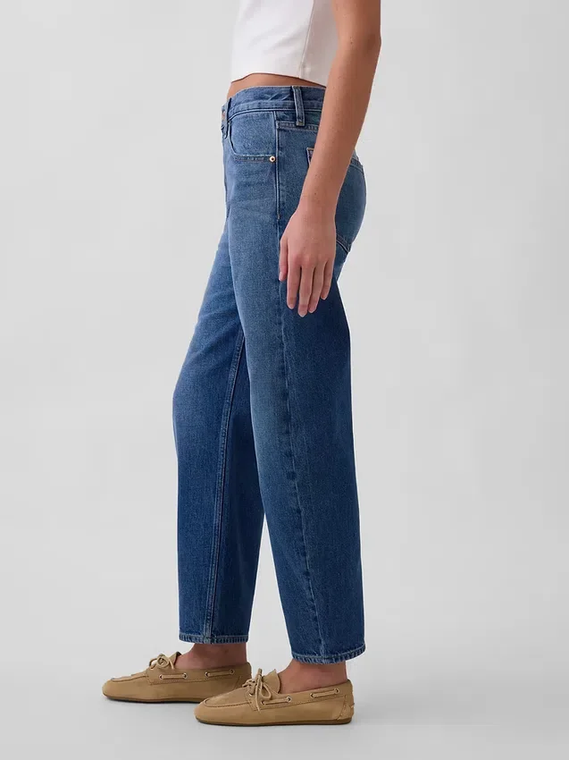 Slim-Barrel-Jeans mit mittlerer Leibhöhe