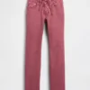 Slim-Fit-Jeans mit geradem Bein im 90er-Jahre-Stil und Schnürung, niedrige Leibhöhe