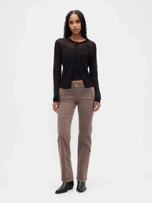 Slim-Straight-Hose aus Cord mit niedriger Leibhöhe im 90er-Jahre-Stil