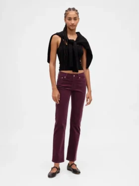 Slim-Straight-Hose aus Cord mit niedriger Leibhöhe im 90er-Jahre-Stil