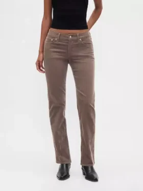 Slim-Straight-Hose aus Cord mit niedriger Leibhöhe im 90er-Jahre-Stil