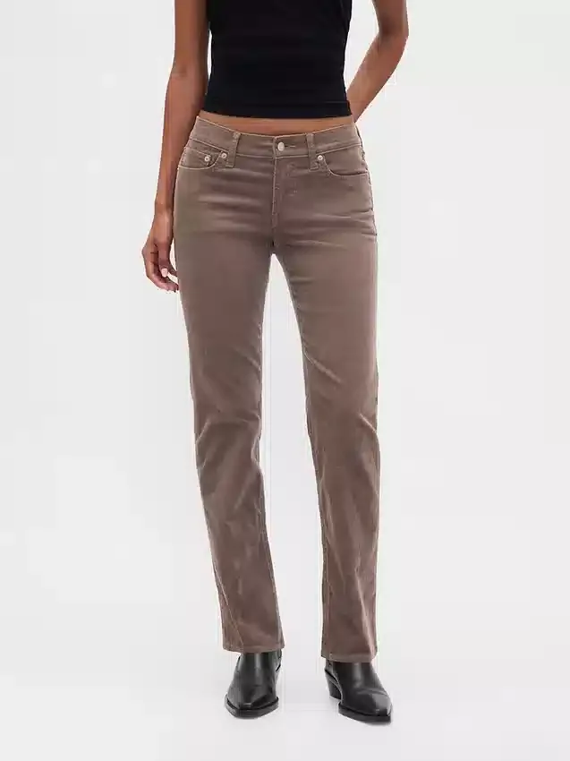 Slim-Straight-Hose aus Cord mit niedriger Leibhöhe im 90er-Jahre-Stil