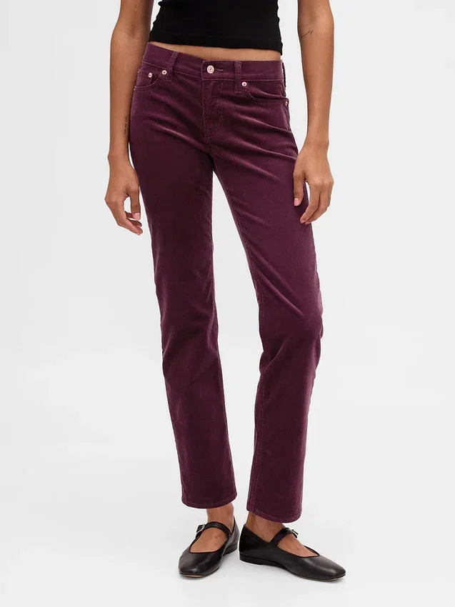 Slim-Straight-Hose aus Cord mit niedriger Leibhöhe im 90er-Jahre-Stil