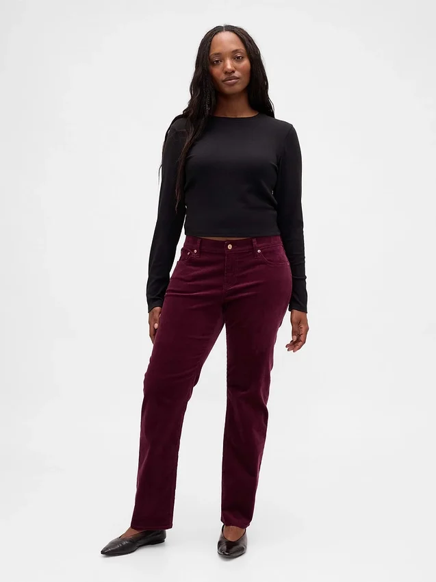 Slim-Straight-Hose aus Cord mit niedriger Leibhöhe im 90er-Jahre-Stil
