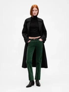 Slim-Straight-Hose aus Samt im 90er-Jahre-Stil mit niedriger Leibhöhe