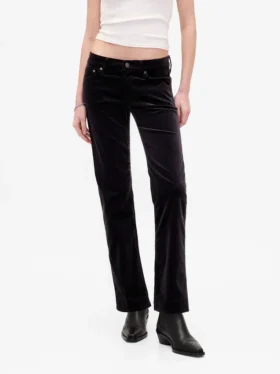 Slim-Straight-Hose aus Samt im 90er-Jahre-Stil mit niedriger Leibhöhe