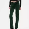 Slim-Straight-Hose aus Samt im 90er-Jahre-Stil mit niedriger Leibhöhe