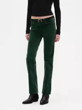 Slim-Straight-Hose aus Samt im 90er-Jahre-Stil mit niedriger Leibhöhe