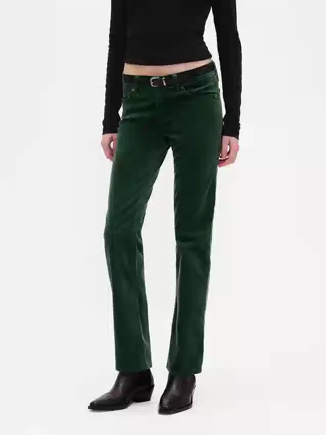 Slim-Straight-Hose aus Samt im 90er-Jahre-Stil mit niedriger Leibhöhe